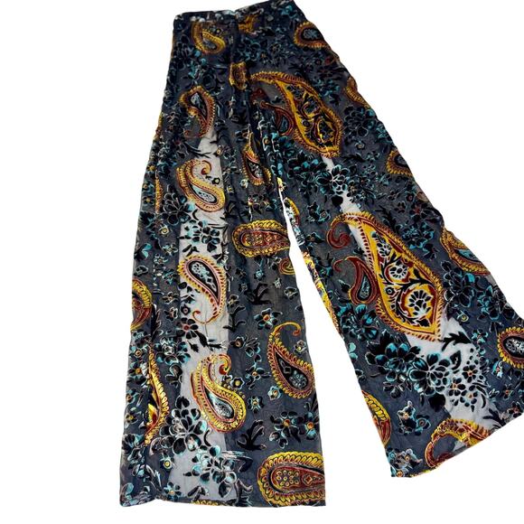 Lioness Velvet Burnout Paisley Wide Leg Pants Women's Small Whimsigoth Festival - Picture 2 of 15